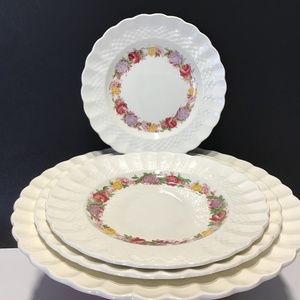 4 Spode Rose Briar Plates